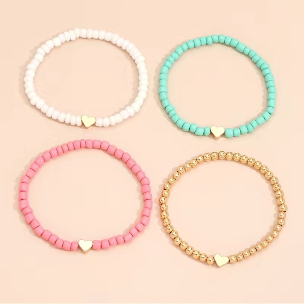 Stackable Heart Elastic Bracelet Set of 4 NWT - Picture 3 of 5